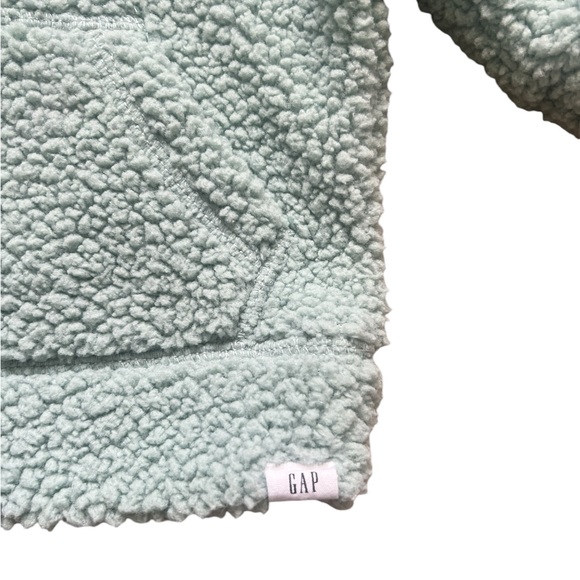 Baby Gap Sherpa Mint Green Comfy Pull Over Hoodie Size 3-6 months Pockets Warm - Picture 4 of 5